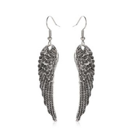 On My Rack Jewelry - Boho Festival Sexy Angel Wings Silver Earrings B0047